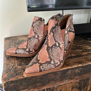 Vince Camuto snake skin booties